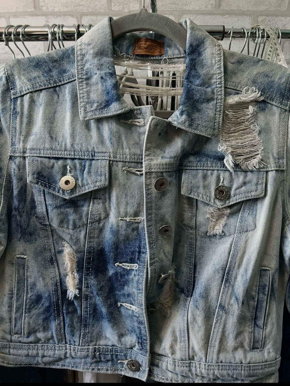 POL Light Blue Distressed Cropped Denim Jacket - Picture 3 of 3